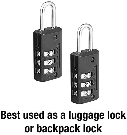 Master Lock Black Set Your Own Combination Luggage Lock, Custom Combo Suitcase Padlock for Travel Bags or Backpacks, 2 Pack, 646T - 2