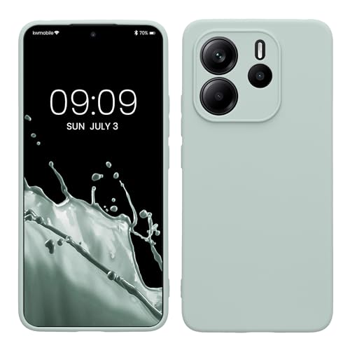 kwmobile Case Compatible with Xiaomi Redmi Note 14 4G (Not for 5G) Case - Protective Slim TPU Phone Cover - Soft Matte Finish - Cool Mint