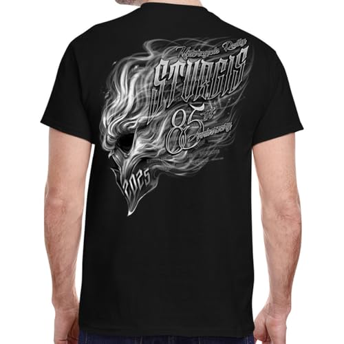Biker Life Clothing 2025 Sturgis Motorcycle Rally Smokin' Skull T-Shirt