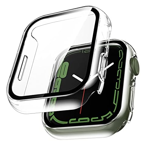 Funda protectora L K para Apple Watch Series 7 45mm con protector de pantalla de cristal templado incorporado Cover