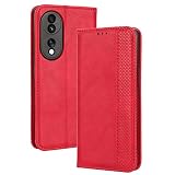 EASSGU Custodia per HONOR 70 5G (6.67" Inches) Pelle PU Flip Folio Cover con Interruttore Magnetico, [3 Slot Schede] [1 Portafoglio] Case - Rosso