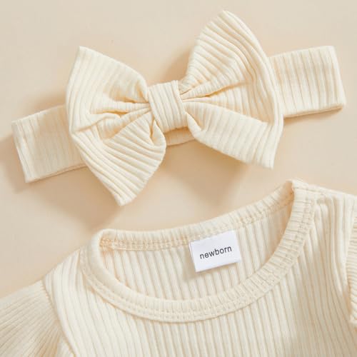 Im New Here Newborn Baby Girl Outfit Ruffle Romper Tiered Tutu Dress Shorts Headband Socks Coming Home Clothes Set4