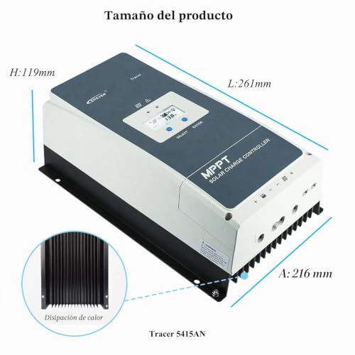 Miniatura 9 de Epever 50a Mppt Regulador De Carga Solar Serie Tracer An Con 12v 24v 36v 48v Auto Max 150v 3000w Entrada Negativo Regulador Solar A Tierra Apto Para Batería De Gel Sellado De Plomo-Ácido Agm 50a