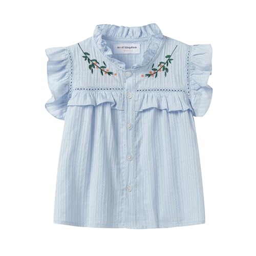 Mud Kingdom Little Girls Peter Pan Collar Blouse Cotton Puff Short Sleeve Button Up - Main Image