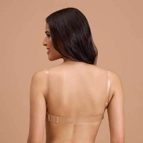 Image of NYKD By Nykaa Padded Non-Wired Transparent Back Bra with Free Transparent Shoulder Straps - NYB373