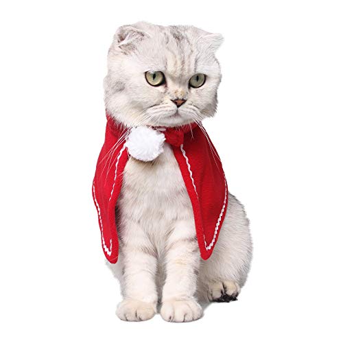 PEDOMUS Katzen-Kostüm Weihnachten Haustier Kostüme Haustier-Mantel Katze Weihnachtskostüm Haustier-Kleid für kleine Hunde und Katzen (rot) Cover