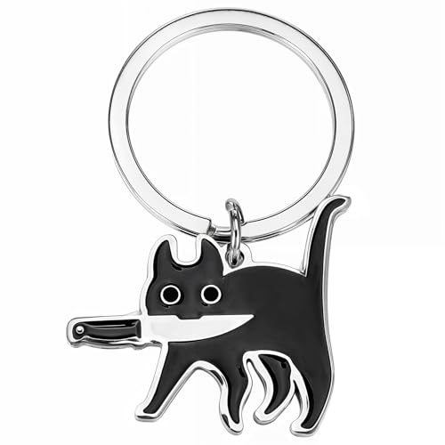 Mabor Presentes para amantes de gatos, porta-chaves de coisas de gato preto para pai, mãe, decoração temática divertida cesta de Halloween, presentes de Natal para amantes, adolescentes e mulheres