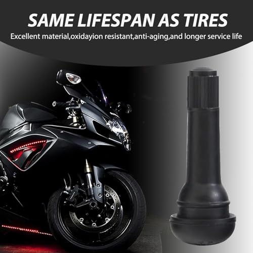 Image of ijuicy 5 PCS Car TR414 Tire Valve Stems, Pure Copper Bbody Anti-Rust Tubeless Valve Stems, Rubber Snap-in Tire Valve, Universal for Tubeless 0.45 Inches Rim Holes on Standard Vehicle Tires (Black)
