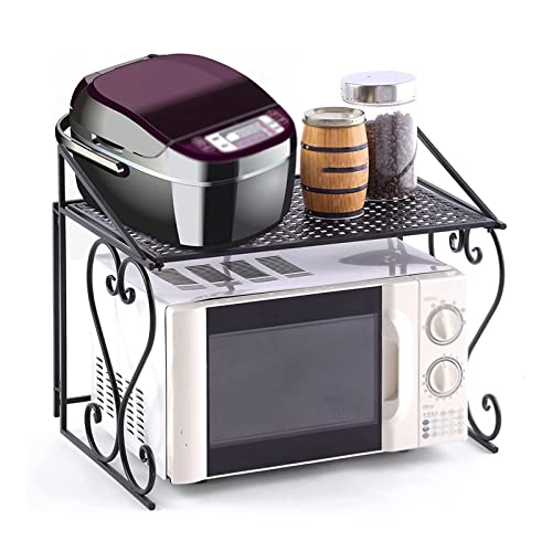 Support à micro-ondes noir à 2 niveaux pour comptoir de cuisine - 2