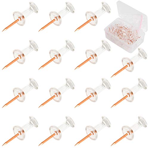 vivioi Push Pins, Push Pins for Cork Board, Thumb Tacks Pin Sewing Pins Map Tacks Thumbtacks Rose Gold Steel Point Transparent Plastic Head Thumb Tacks For Sewing,Crafts,Photo,File,Notes,Map