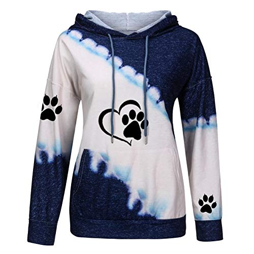 Miashui Women's Dog Mom Hoodie Dog Paw Long Sleeve Shirt Dog Mom Sweatshirts Pullover Gift Tops For Women Teen Girls (Dog Paw Heart, S) #TOP2