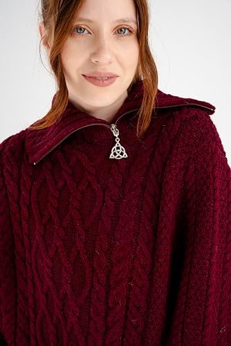 Image of SAOL Ireland Ladies 100% Merino Wool Cowl Neck Zipper Poncho