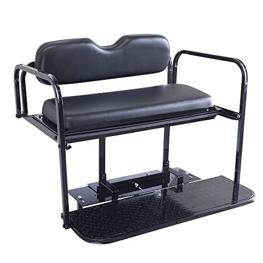 Performance Plus Carts EZGO TXT Golf Cart Flip Folding Rear Back Seat Kit - Black Cushions