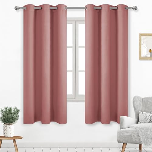 DWCN Blackout Curtains for Bedroom Living Room 42x63 Inch 2 Panels Dry Rose