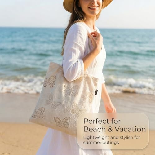 Bolso Tote para mujer con encaje bordado miniatura 3
