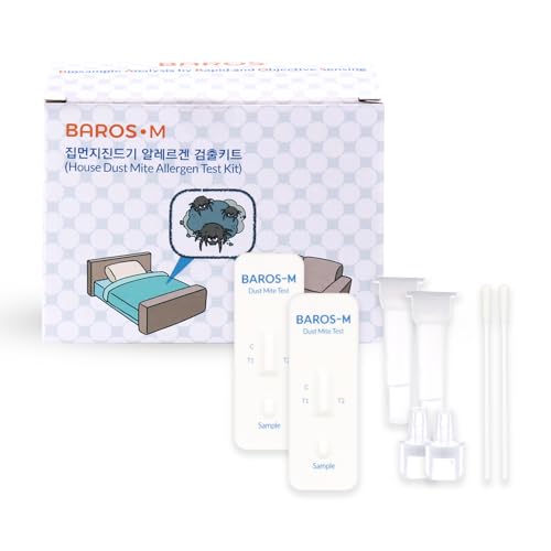 BAROS-M House Dust Mite Allergen Test Kit - (2 Tests) Results Within 10 Minutes, No Lab Fee Required, Rapid Allergen Monitor for Early Detection.