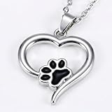 FRCOLOR Haustier Halskette Mit Herz- Und Pfotenanhänger Aus Legierung Für Hunde Und Katzen Schmuck Geschenk Für Tierliebhaber Bei Geburtstag Hochzeit Und Festen
