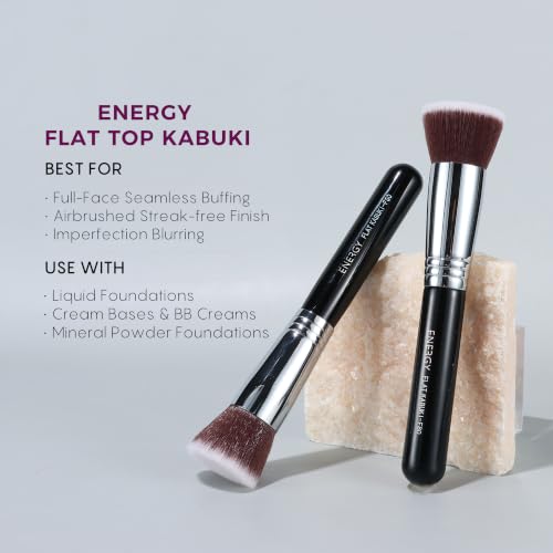 ENERGY Flat Top Kabuki Foundation Brush, Liquid Makeup Buffing Blender, 1pc — view 2