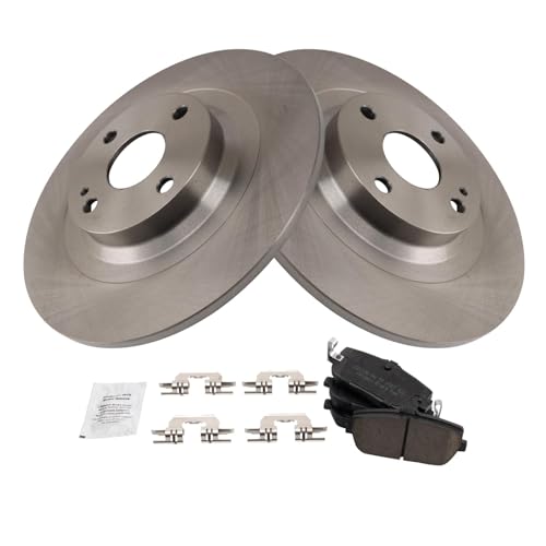Image of TRQ Rear Brake Pad and Rotor Set Ceramic Compatible with 2017-2020 Fiat 124 Spider 2016-2019 Mazda MX-5 Miata