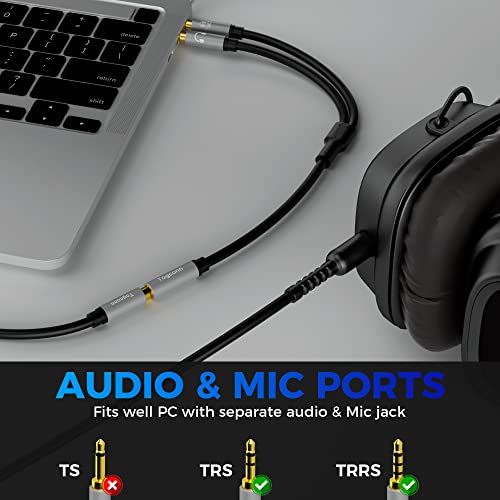 Togconn Headphone Splitter 3.5mm AUX Audio Stereo Y Adapter, 3.5mm Female to Dual 3.5mm TRS Male Headphone Jack, Compatible with Smartphone, Samsung, Tablet, Laptop, PS4 - Thumbnail 4