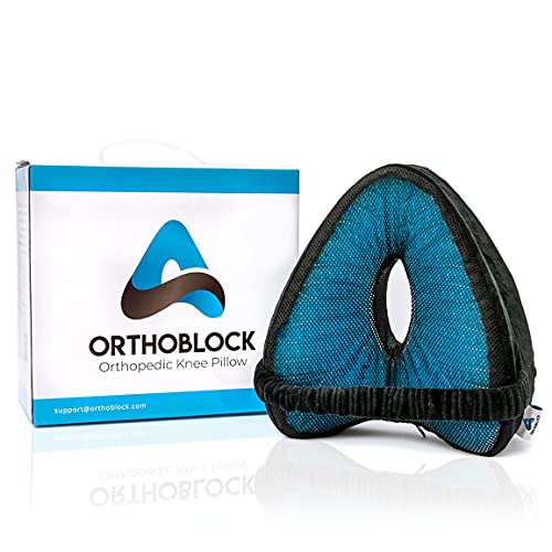 ORTHOBLOCK Knee Pillow with Training Video incl | Pain Relief for Lower Back, Hip, Knee, and Joint Discomfort, Sciatica, and Pregnancy | Side Sleepers | Premium Velour Memory Foam Leg Cushion