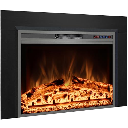 Kentsky Electric Fireplace Insert with Metal Trim Kit, Overall Installed Size 40" W x 30" H, Fireplace Heater with Adjustable Flames, 1-9 Hour Timer, Remote & Touch Screen, 750W/1500W