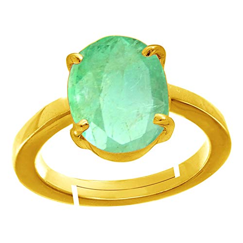 Bague émeraude naturelle et plaqué or pour homme et femme 6 carats