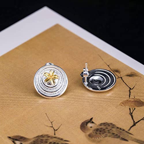 Boucles d'oreilles fleur de pêcher dorée argent S925 style ethnique classique