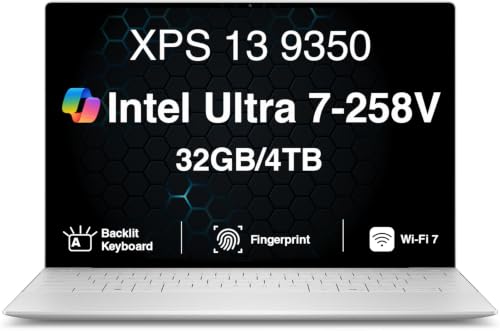 Dell XPS 13 9350 AI�r�W�l�X�m�[�g�p�\�R���A34cm FHD+ 120Hz�f�B�X�v���C�B | Intel Core Ultra 7 258V�A32GB LPDDR5X RAM�A4TB PCIe SSD�A�o�b�N���C�g�L�[�{�[�h�A�w�䃊�[�_�[