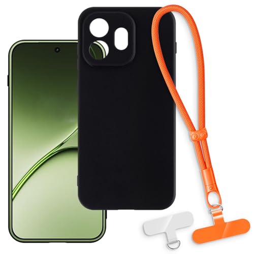 OAGELIM 2-in-1�ی�P�[�X�ƃ��X�g�X�g���b�v OnePlus 15T 5G �Ƃ̌݊������� ���O���\�ȃ��j���[�h�t���d�b�J�o�[�A����~�ߕ����h�~�O���b�v�n���h�� (�u���b�N + �I�����W)