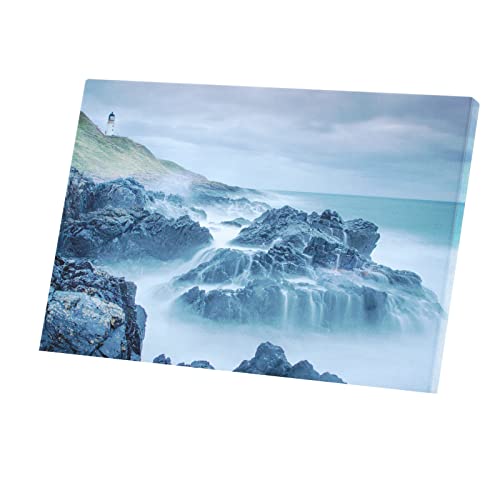 Tableau récifs bord de mer et phare 60x40 cm toile imprimée pour décoration murale
