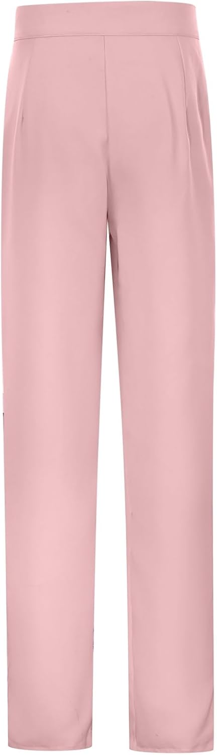 Boys Chino Pants School Uniform Stretch Straight Fit Flat Front & Comfortable Waistband Youth Trousers with Pockets 9-10 Years Pink