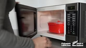 Sistema Microwave Food Steamer with Removable Steamer Basket | Large 3.2 L | Red/Clear