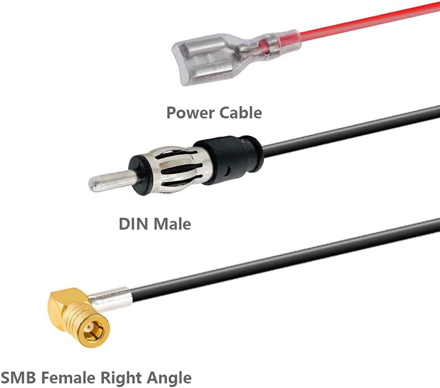 Vecys DAB DAB + Car Radio Antenna FM/AM Radio Antenna Mount the Car Roof Antenna Amplifier SMB to DIN Adapter RG174 5 M 16.4 ft Cable Compatible with Digital Radio - Image 4