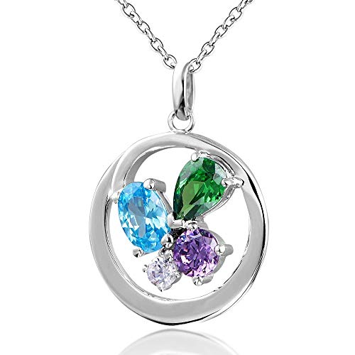 Collier argent fleur zircon cubique cadeau idéal pour femme pendentif 1.9 carat avec boîte