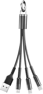 MySouq-Store Keychain 3 in 1 USB Type C Cable for i-Phone 13 12 11 XS X XR 3in1 2in1 USB Cable Charger Micro USB Type C Cord (Random Black * yallow Color)