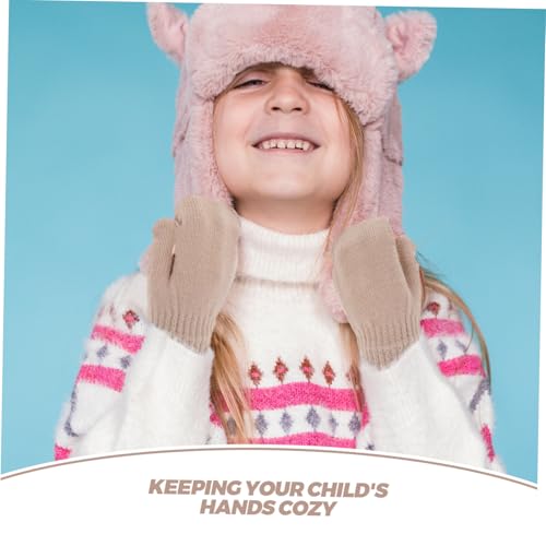 Winter Gloves Extra Thick Knitted Mittens for Warm Hand Mittens for Cold Weather Protection Light Brown Elastic Cuff for and Comfort3