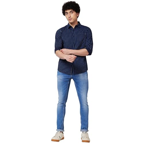 Image of Spykar Men's Regular Fit N /A Full Sleeve Striped Casual Shirts