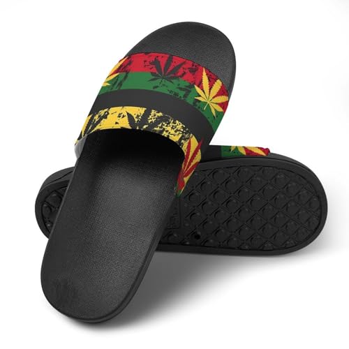 Vintage Rasta Flag Weed Slippers for Women Men Anti-Slip Shower Slides Open Toe Slippers for Home Outdoor Beach4