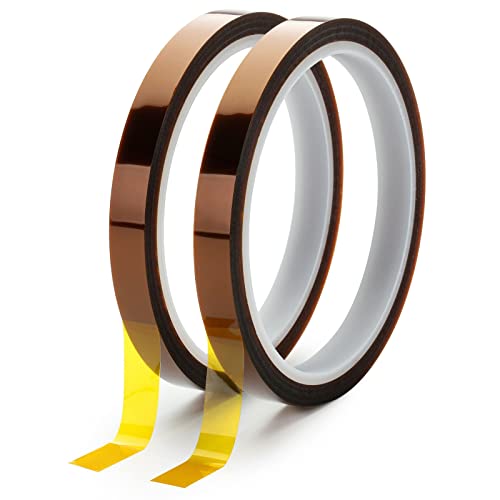 TONAUP Ruban Résistant à la Chaleur 2pcs 15 mm x 33 m Ruban Adhésif Haute Température Rubans de Presse à Chaud Rubans Chauffants Ruban Isolant Fauve pour...