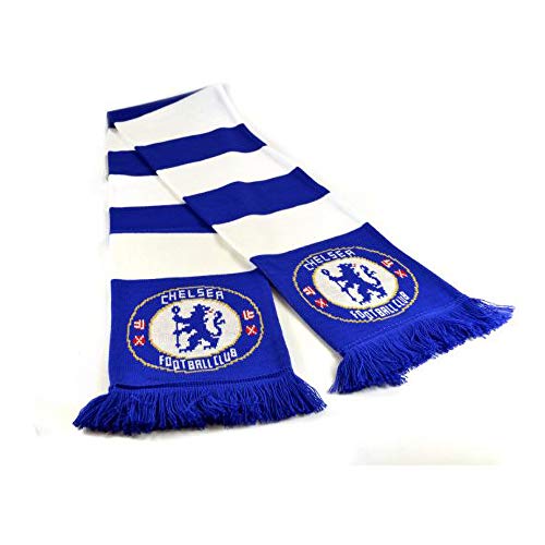 image for Chelsea FC Official Soccer Jacquard Bar Scarf (One Size) (Blue/White)
