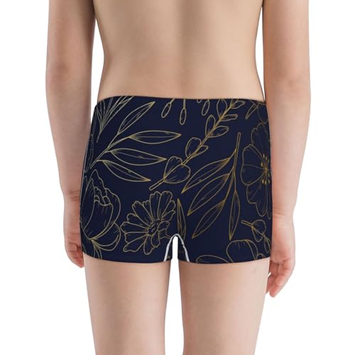 Boys' Cotton Boxer Brief Soft Underwear-Copper-Gold Gloss Outline Flower3