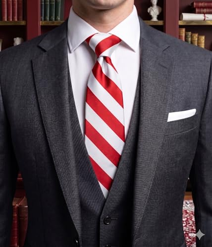 Image of NYFASHION101 Men's Classic Striped Necktie - Premium Woven Two-Tone Tie for Weddings, Graduation, Business & School Colors