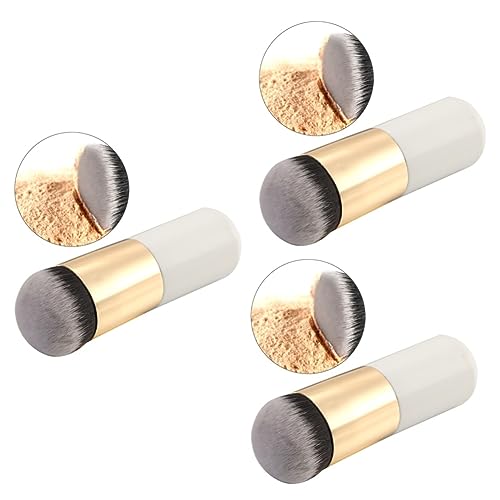 Mikinona 3pcs Flat Makeup Brush Foundation Makeup Brush Gold White Cream to Powder Application