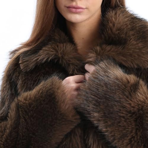Amazhiyu Women's Faux Fur Cropped Coat Winter Open-front Long Sleeve Jackets Warm4