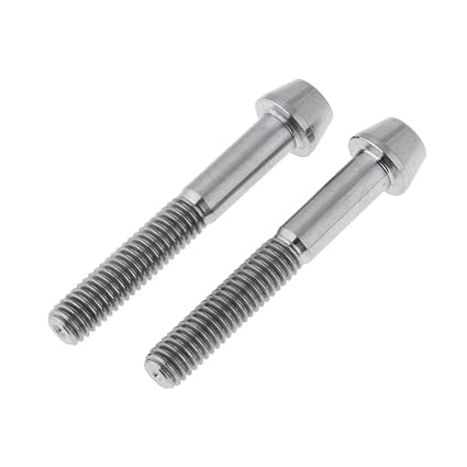 Optimuss 2X M6 Titanium Ti Screw Fairing Bolt Taper Conical Hex Head Silver M6x35mm