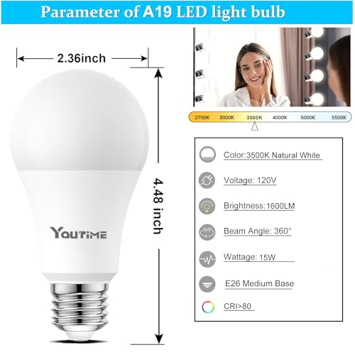 Image of LED Light Bulbs A19 Natural White 100 Watt Equivalent (Not Dimmable) 6Pack