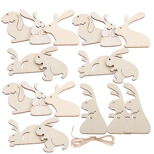 NUOBESTY 25 Pezzi Di Coniglio In Legno Ornamento Da Appendere Tavole Di Legno Materiale Per Graffiti In Coniglietto Di Per L'Artigianato Trucioli Di Coniglio