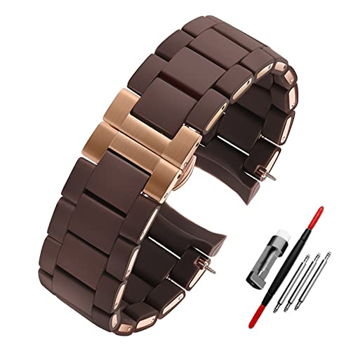 Bracelet de montre en silicone et acier 23 20 mm compatible avec AR5890