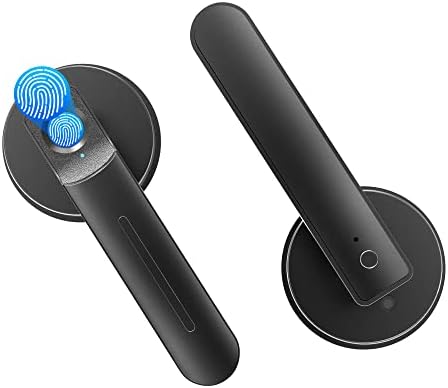 BAFUWEIY Fingerprint Door Lock, Keyless Entry Door Lock with Handle, Biometric Door Lock with 100 Fingerprints, Smart Door Knob for Bedroom/Home/Office/Room (Black)